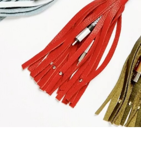 Free People Leather Tassel iPhone Charger keychain - Picture 2 of 6
